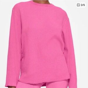 Skims Drapey French Terry Waffle Knit Long Sleeve in Pink Size Medium